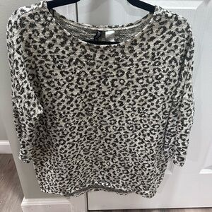 Divided Black and White Leopard Print Sweater